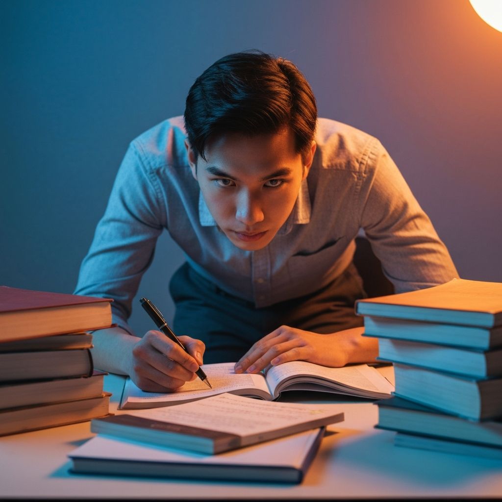 Estudiante preparando examen